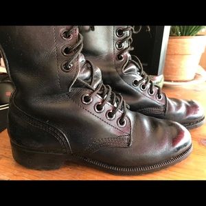 Vintage lace-up leather combat boots